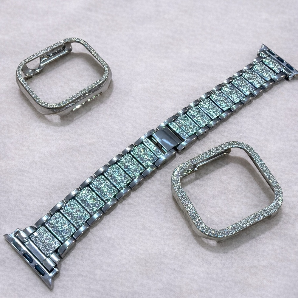 Apple Watch Bling Metal Band & Case Set 42mm New Open Box